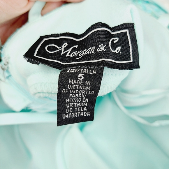 New MORGAN & CO. Aqua Marine Spaghetti Straps Evening/Cocktail Maxi Dress P6106 - Picture 10 of 12